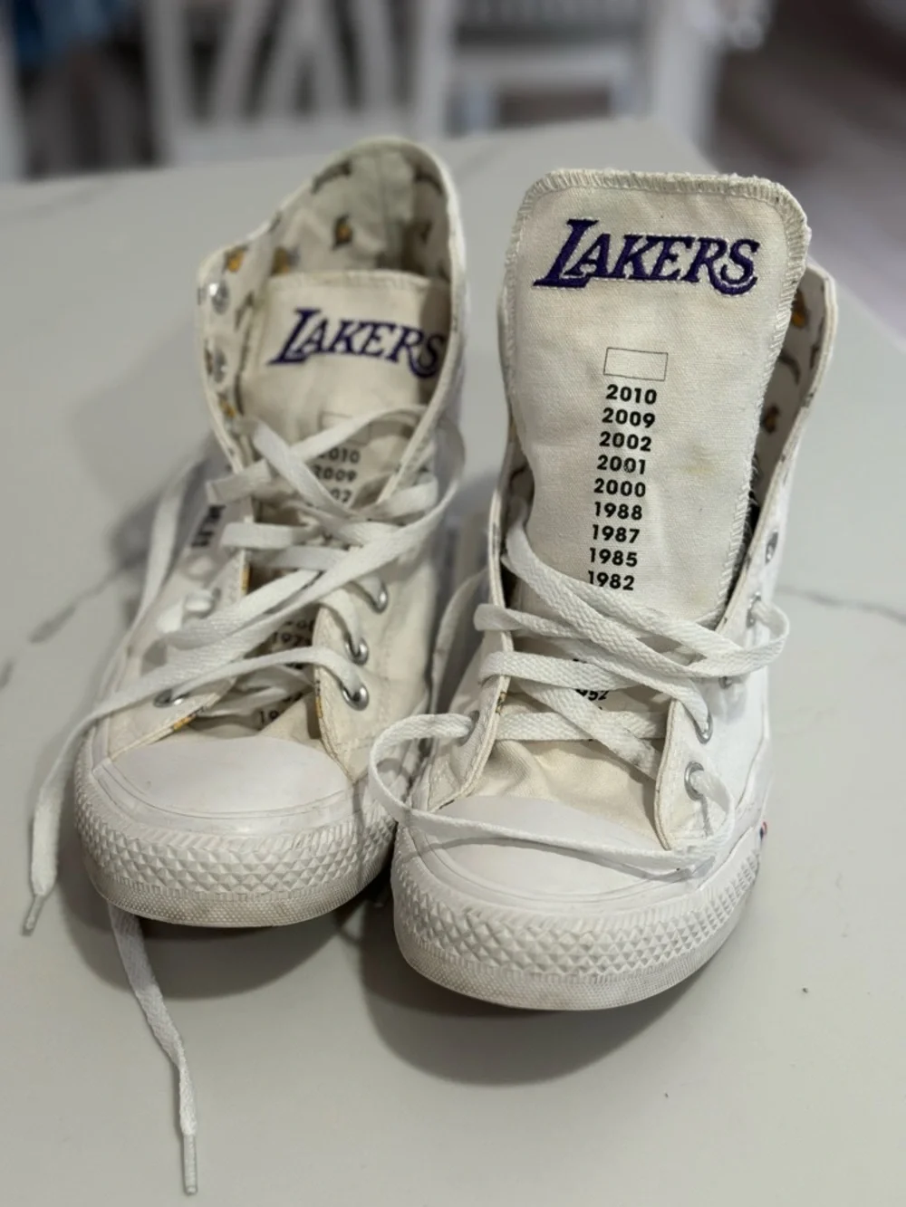 Lakers Converse White & Purple Men’s High-Top Sneakers - Picture 7 of 15